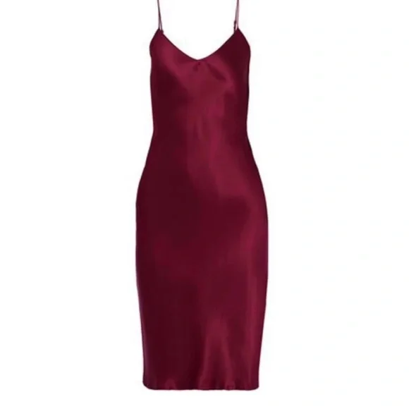 Elegant dark red silk dress - Picture 1 of 4